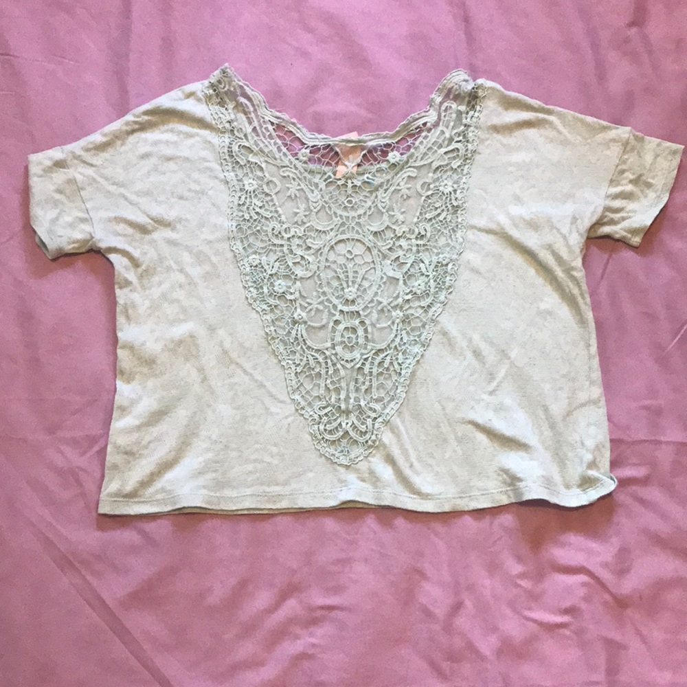 Lace back t shirt